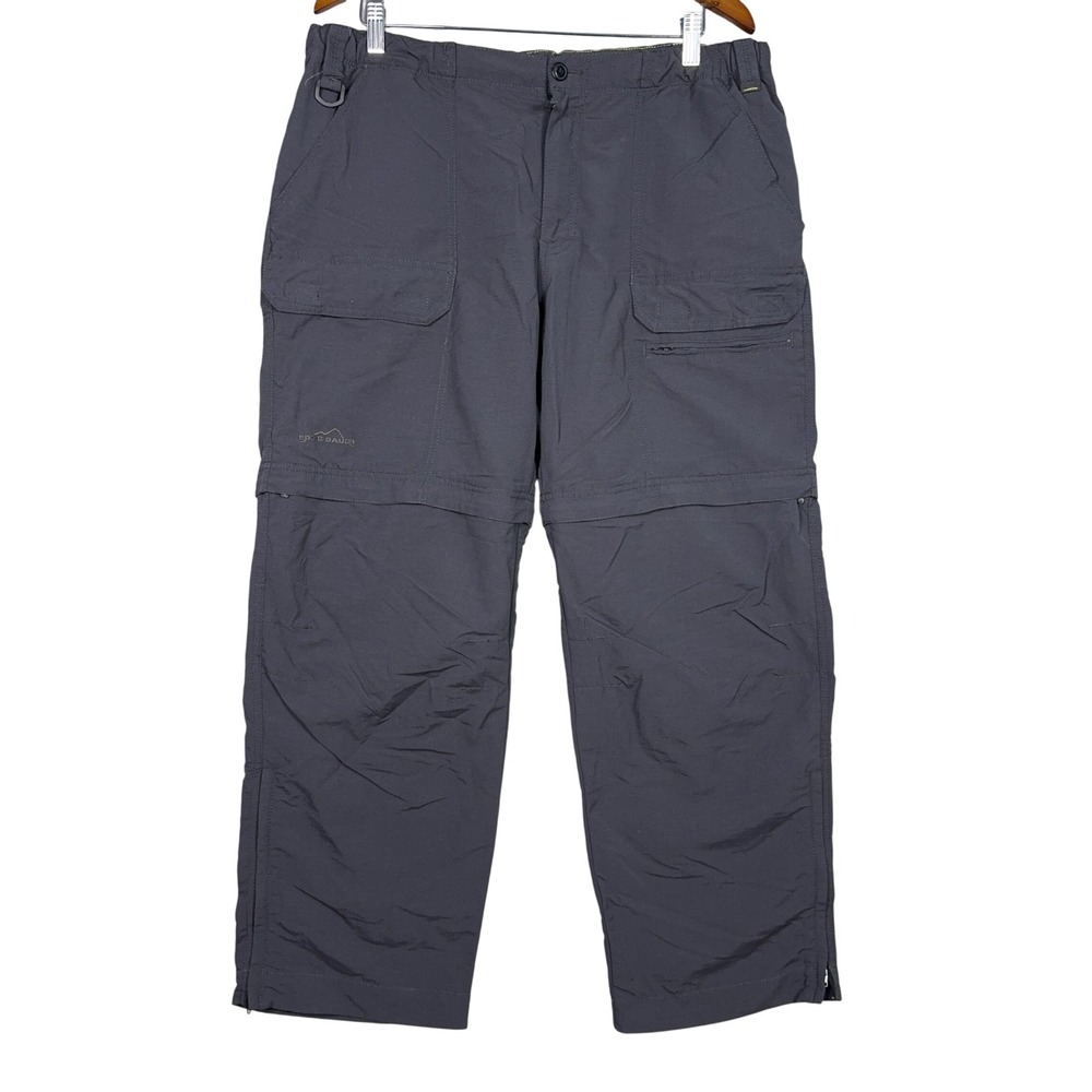Eddie Bauer Convertible Cargo Hike Pants Mens Size 36 Gray Gorpcore Outdoors